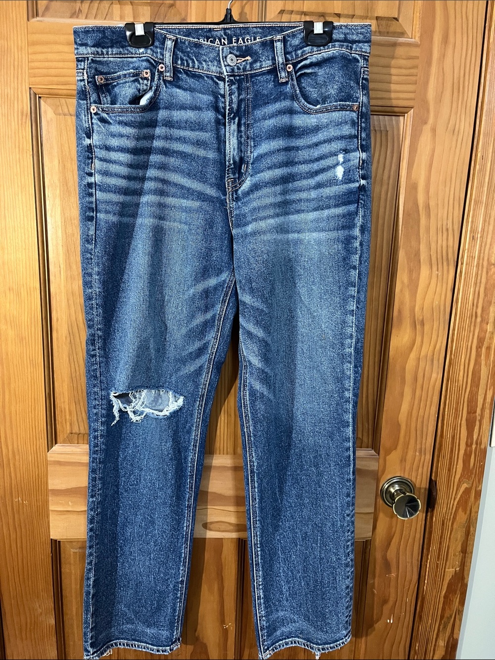 American Eagle Outfitters Straight Leg Distressed Blue Jeans